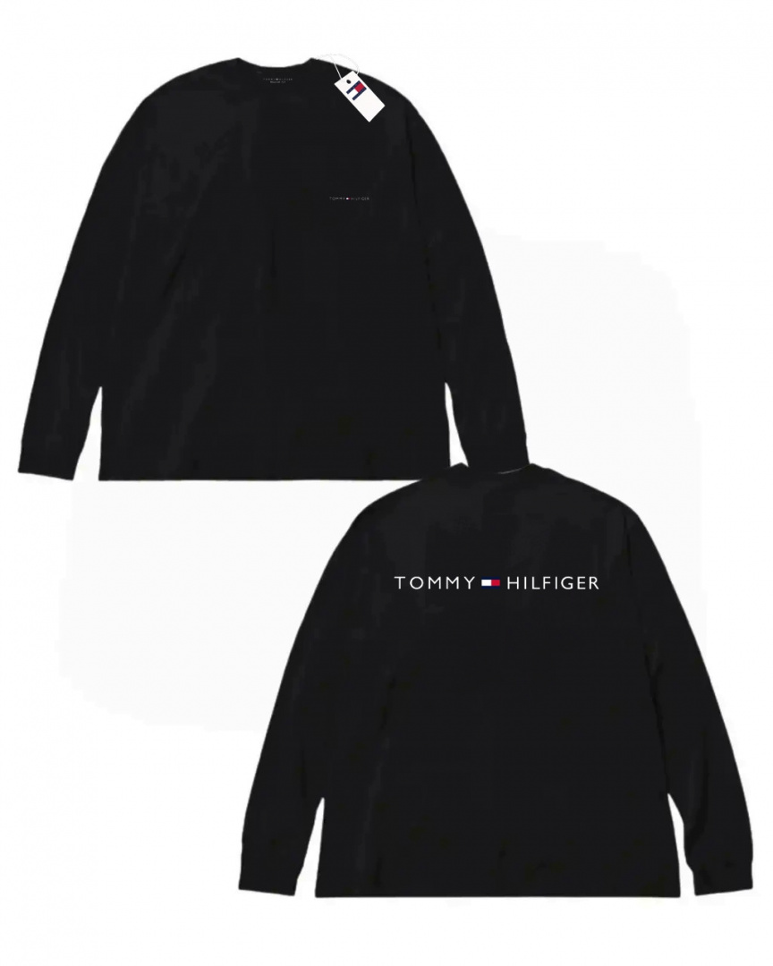Чорний лонгслів Tommy Hilfiger Two Sides Logo унісекс Томмі Хілфігер