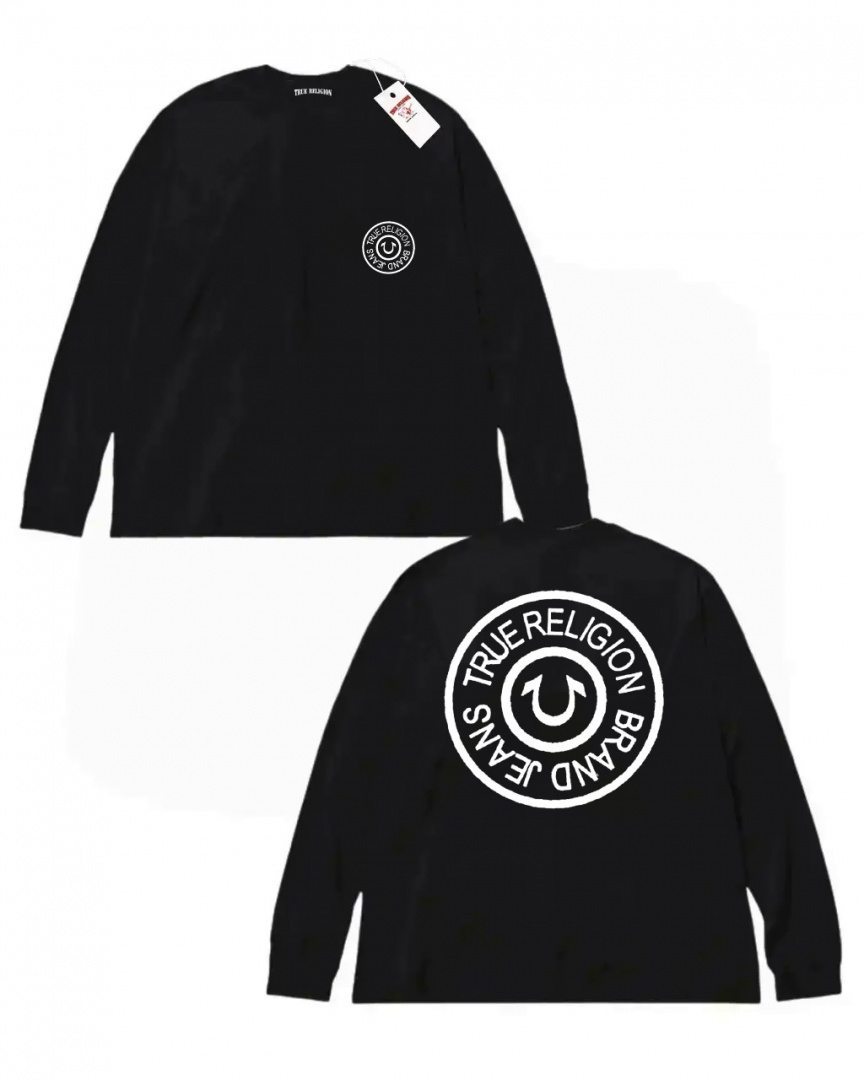 Чорний лонгслів True Religion Logo унісекс Тру Реліж