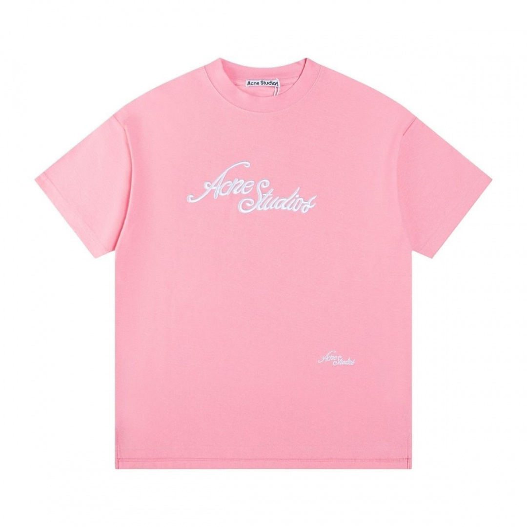 Бавовняна футболка Acne Studios із вишитим логотипом (Рожева)