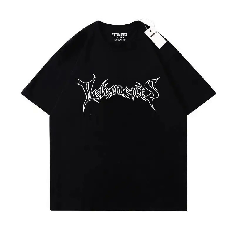 Чорна футболка Vetements Logo унісекс Ветементс Ветмо