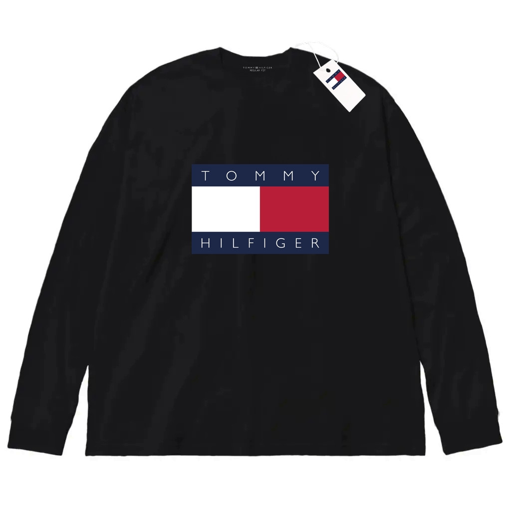 Чорний лонгслів Tommy Hilfiger унісекс Томмі Хілфігер