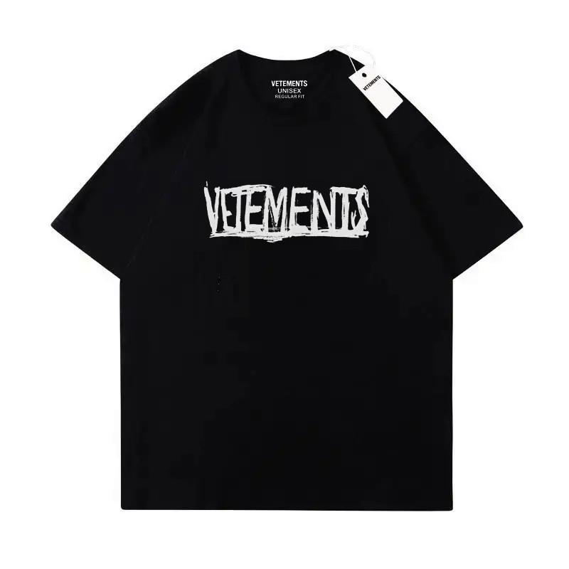 Чорна футболка Vetements Scratched Logo унісекс Ветементс Ветмо