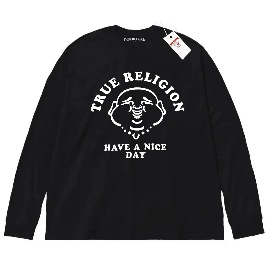 Чорний лонгслів True Religion Nice day Logo унісекс Тру Реліж