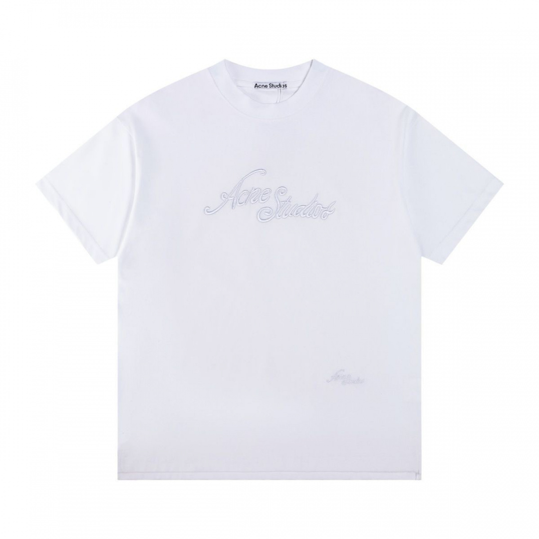 Бавовняна футболка Acne Studios із вишитим логотипом (Біла)